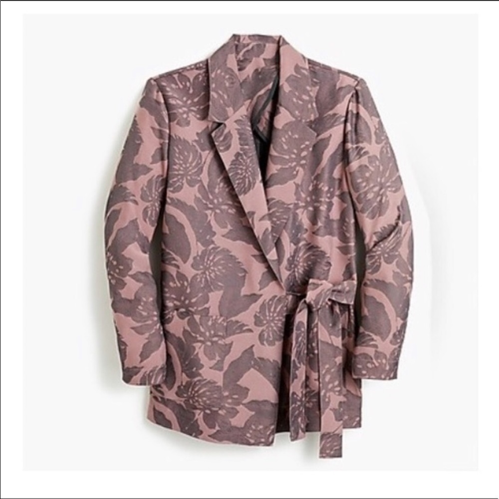 J Crew collection tie close Jacquard boxy blazer